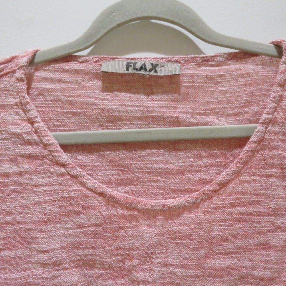 FLAX Linen Blend Textured Tunic Top in Light Red Lagenlook Flowy Comfy - Picture 5 of 14